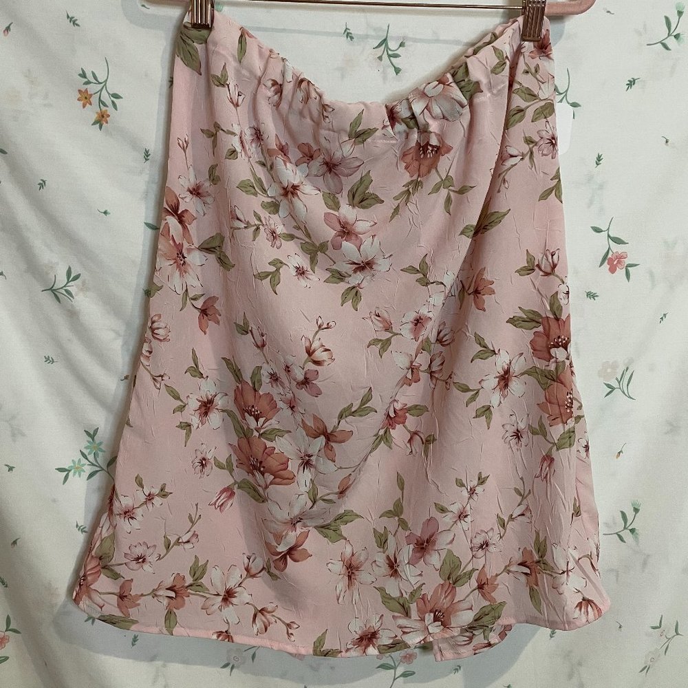 Upcycled DIY Vintage 90s Pink Cherry Blossom Skirt Size M/L